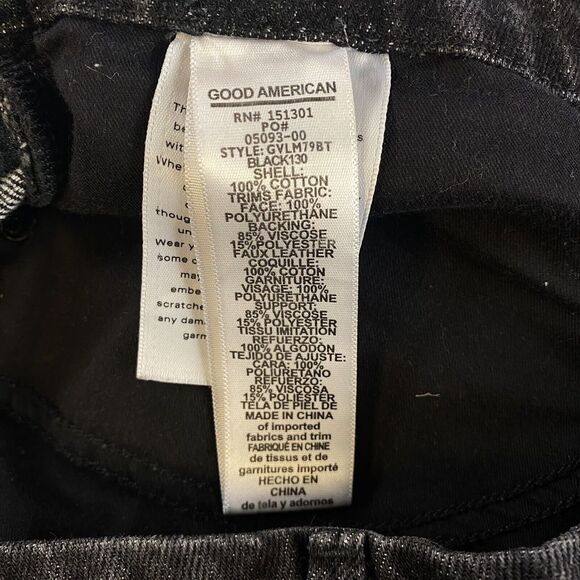 Good American Jeans Woman's 10/30 Black Faux Leather Trim - Picture 10 of 10